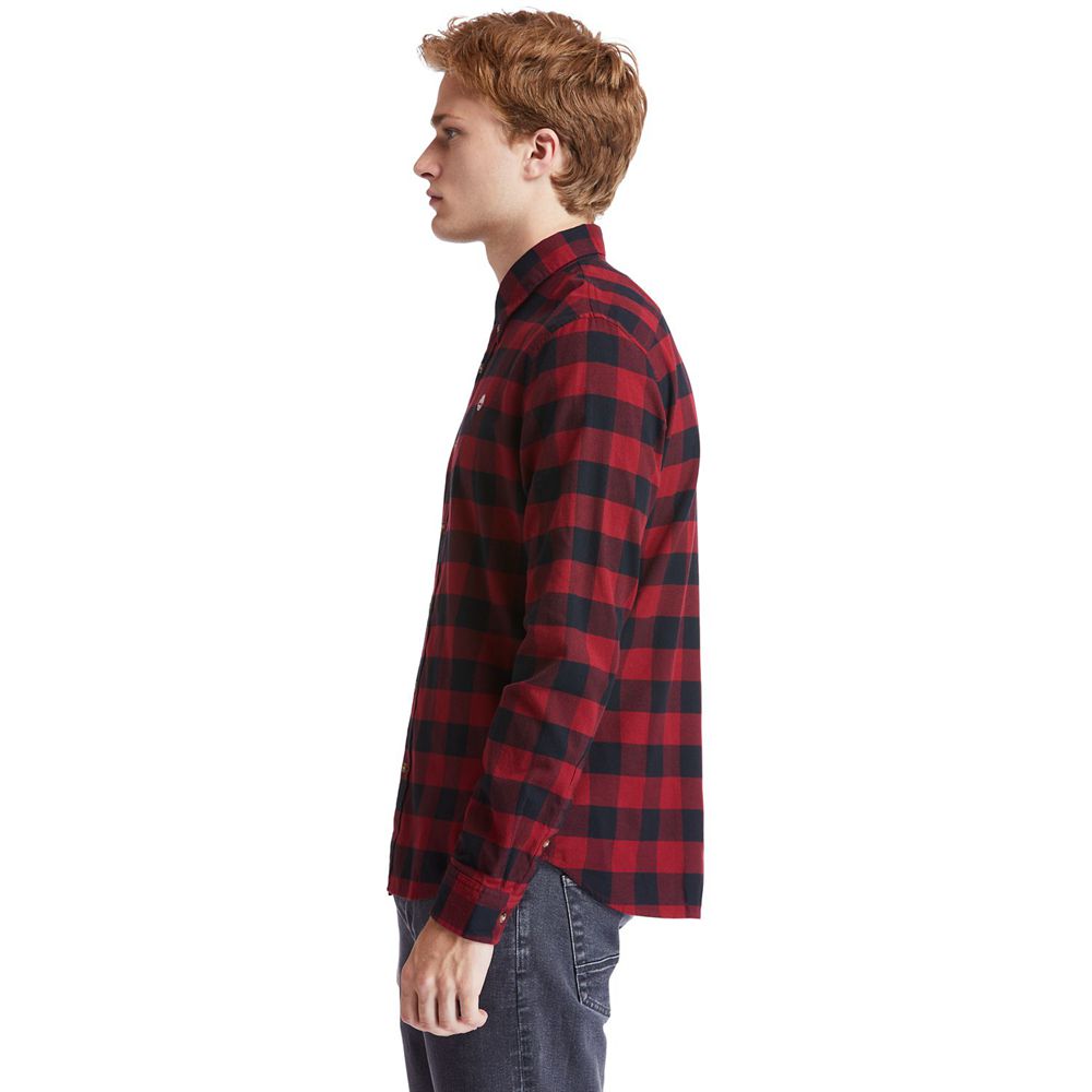 Camasi Timberland Barbati Rosii/Negrii - Mascoma River Slim-Fit Long-Sleeve Check - Romania - IZUDWL